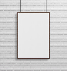 Wooden frame hanging mockup 3d rendering