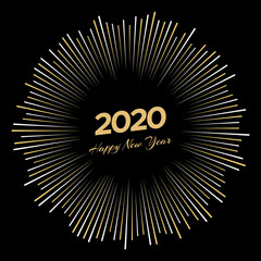 Fototapeta premium Firework with inscription 2020 and Happy New Year