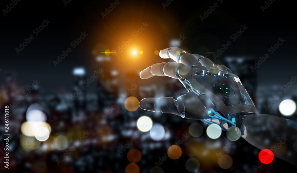 Aufkleber intelligent robot machine pointing finger 3d rendering