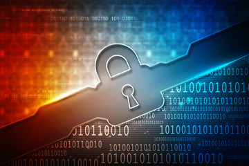 2d illustration Safety concept: Closed Padlock on digital background