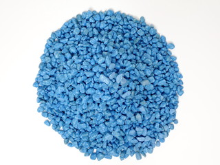 A Pile of Small Aqua Stones with Smooth Texture, Showing a Size of 5mm to 10mm Circumference of Odd Shapes with a  Turquoise Colour Isolated on a White Background.  
