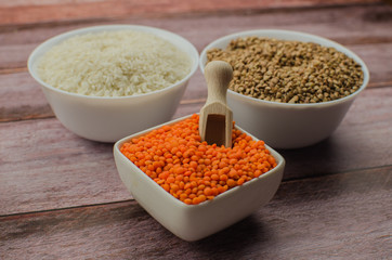 assortment of assorted cereals, cereals for a healthy diet.