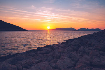Amazing sunset over mediterranean sea