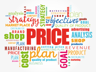 PRICE word cloud collage, business concept background