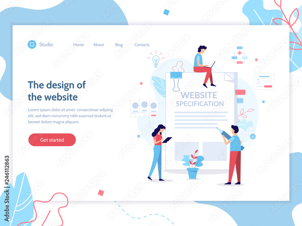 Poster the design of the web site. website specification web banner template. flat vector illustration.