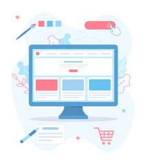 Edit your website. Administration panel. Website builder concept. Web development. Flat vector illustration.