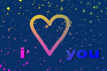 Bright sign heart on flicker blue color gradient. Happy Valentine's Day. greeting card, banner,...