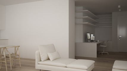  home workplace with corner desk in living room