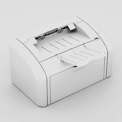 Black and White Office Printer. 3D illustration