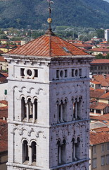 Obraz premium Aerial view from the Clock Tower of Lucca, Tuscany, Italy