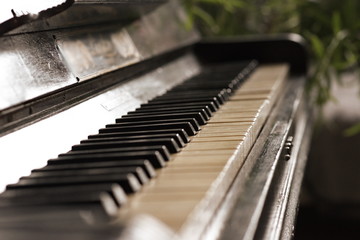 vintage piano keyboard closeup