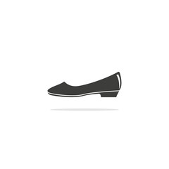 Monochrome vector illustration of a women's shoe, isolated on a white background.