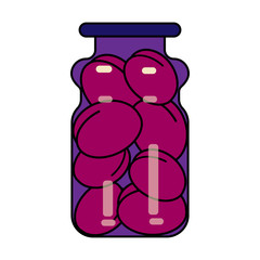 jar of plum jam. vector illustration