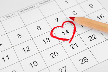 calendar with St. Valentine date - Powered by Adobe