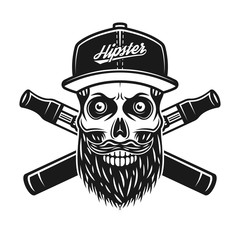 Hipster skull and crossed electronic cigarettes
