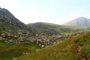 Natural landscape photo of cute mountain valley scenic view