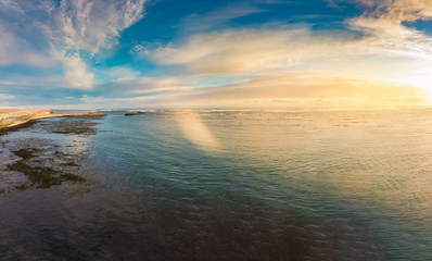 beautiful sunset coast landscape, iceland