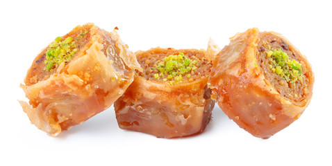 Turkish Ramadan Dessert Baklava isolated on white