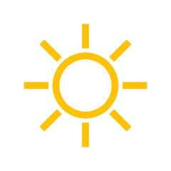 Sun icon. Vector and illustration symbol isolated on white background.