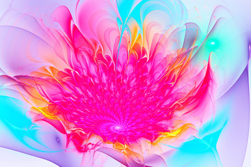 Exotic flower.The colors in the series, Fancy paint. Background consists of fractal color texture and is suitable for use in projects on imagination, creativity and design