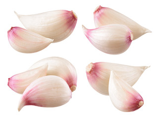 Garlic cloves. Garlic isolated on white. With clipping path. Collection.