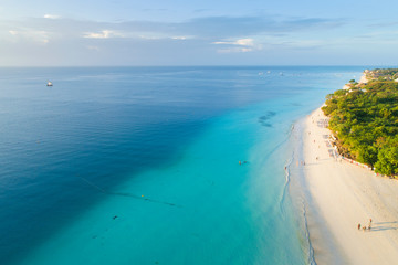 Naklejka premium aerial view to beautiful coast on Zanzibar island