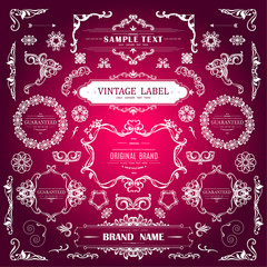 Set of Vintage Decorations Elements.Flourishes Calligraphic Ornaments and Frames with place for your text. Retro Style Design Collection for Invitations, Banners, Posters, Badges,Logotypes
