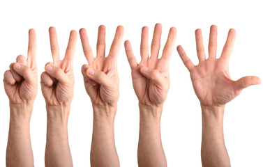 Mention of hands to numbers one two three to four