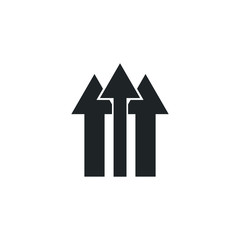 Three-way direction arrow in flat style. Vector illustration. Road direction icon isolated.