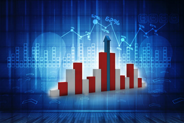 3d rendering Stock market online business concept. business Graph 