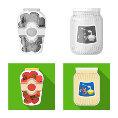 Vector illustration of can and food logo. Collection of can and package vector icon for stock.