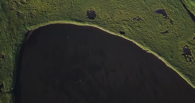 Aerial Footage of River Delt and Lakes During Sunny Summer In Snaefellsness Peninsula, Iceland