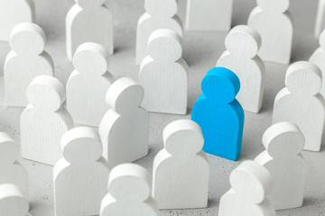 How to choose a leader from the crowd of staff. Lot of people and one special employee. Staff...