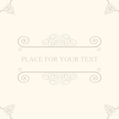 Vintage frame with ornament. Greeting card. Template for your design