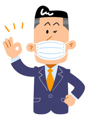 マスクをつけたビジネスマン　青年
