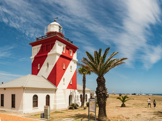 Cape Town city and Lighthouse at Green Point, South Africa.