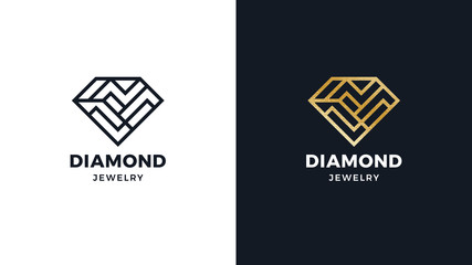 Diamond Logotype template, positive and negative variant, corporate identity for brands, exclusive product logo