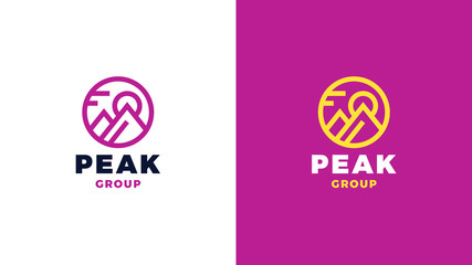 Mountain Logotype template, positive and negative variant, corporate identity for brands, magenta product logo