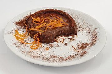 budino al cacao e arancia mangiato da sopra