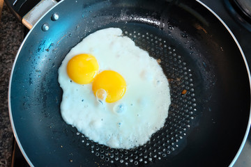 Two Fried Eggs in frying pan