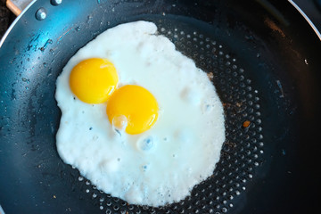 Two Fried Eggs in frying pan