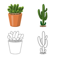 Isolated object of cactus and pot sign. Collection of cactus and cacti vector icon for stock.