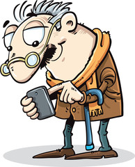 Old man with mobile phone