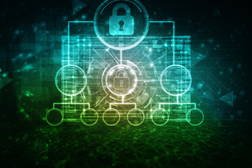 Obraz premium 2d illustration Safety concept: Closed Padlock on digital background