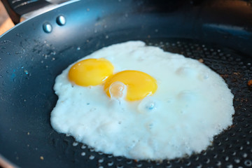 Two Fried Eggs in frying pan