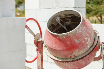 Concrete mixer machine on construction site