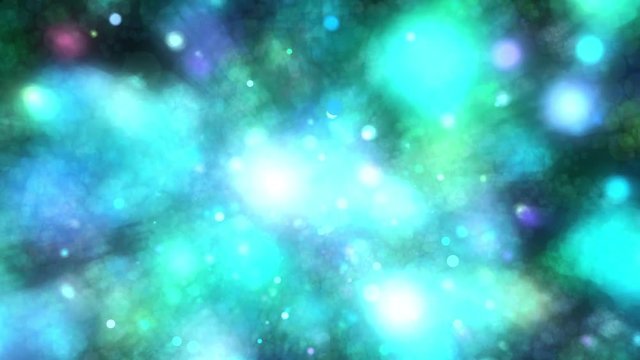 A field of particles creating out of focus bokeh balls that float and dance as if in water, with rays of light and slight turbulence in 4k UHD