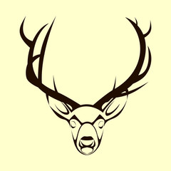 stylized deer head ikon. Hand drawn silhouette