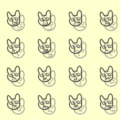 Outline Set of Emoticons Icons Vector. Funny banny faces