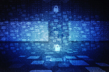 2d illustration Safety concept: Closed Padlock on digital background